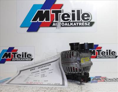 [GYÁRI BONTOTT, KIS SÉRÜLT] BMW - GENERÁTOR - 150 A - 14V - 1-ES ; 3-AS ; 5-ÖS ; X1 ; X3 ; Z4 / E81 ; E82 ; E87+LCI ; E88 ; E46 ; E90+LCI; E91+LCI; E92+LCI , E93+LCI; E60 LCI ; E84; E83+LCI; E85 - CIKKSZÁM: 7532966 